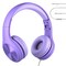 LilGadgets Connect+ Pro Wired Kids Headphones for School with Microphone, Volume Limiting Over-Ear Headset with Cord, SharePort Technology & SoftTouch Padding, Purple